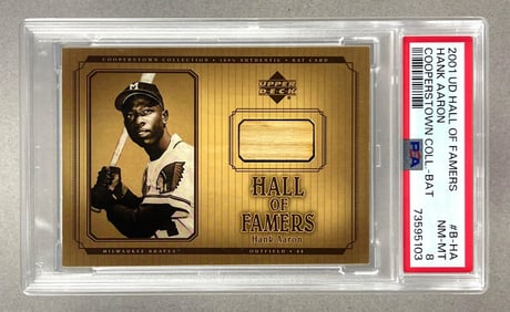 2001 Upper Deck Hall of Famers Hank Aaron Cooperstown Collection Bat # B-HA PSA 8