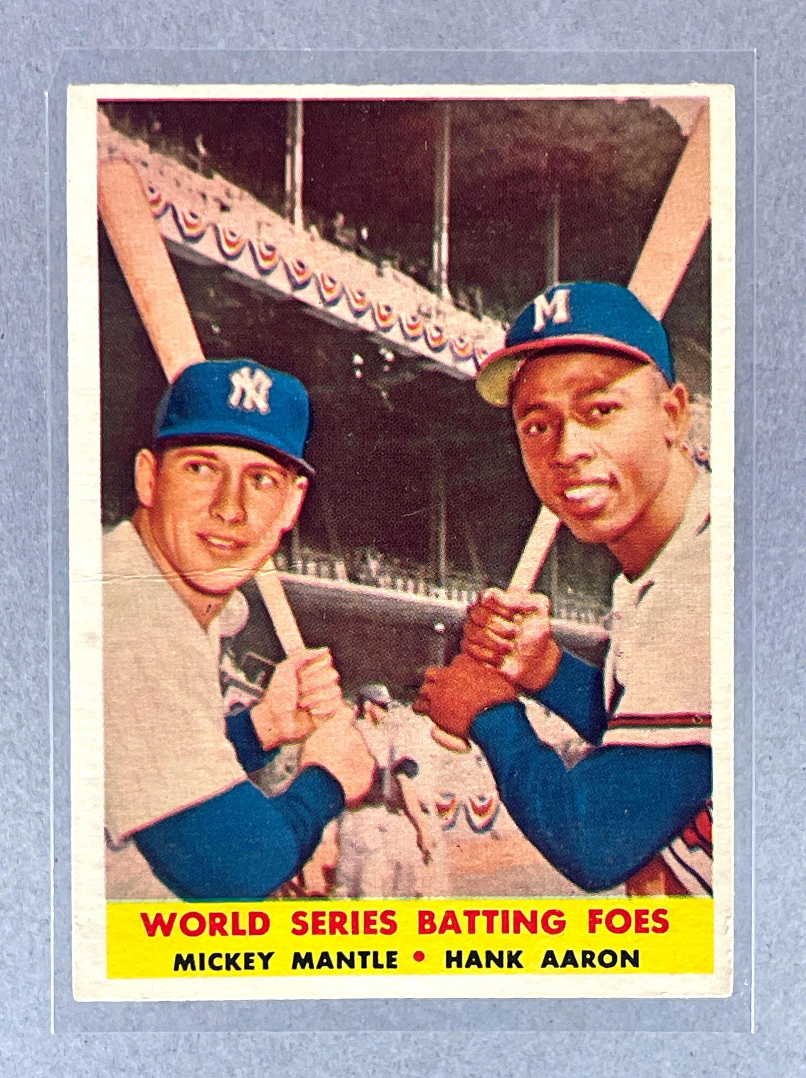 1958 Topps World Series Batting Foes Mantle/ Aaron #418 (1 of 2)