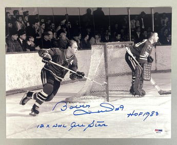 Bobby Hull Signed 14 x 11 Photo with Inscriptions with PSA COA