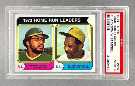 1974 Topps Home Run Leaders #202 PSA 9, R. Jackson/ W. Stargell
