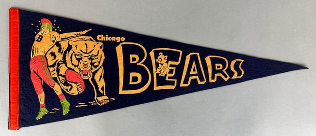 1950s Chicago Bears Pennant with QB and Bear