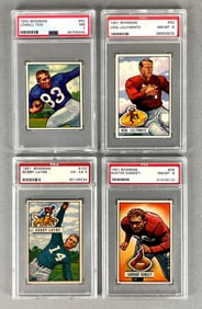 4 - 1950 and 51 Bowman Football PSA Graded 4 to 8s with HOF