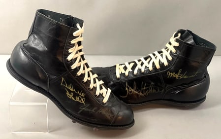 2 - 1970s Pittsburgh Steelers HOFs Signed Cleats - Shell, Hamm, Blount, Stallworth with COA