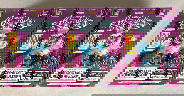 3 - 2021 Absolute Football Blaster Boxes: 8 - Packs per Cards, 8 - Cards per pack
