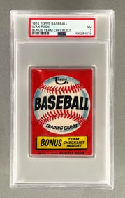 1974 Topps Baseball Bonus Team Checklist Wax Pack PSA 7