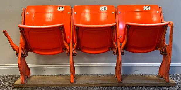 3 - Chicago Bears Soldiers Field Stadium Seats: * No Shipping * 3rd party shipping or pickup only, 3 - End cap seat #37 - 39, from the home of the Chicago Bears, Soldiers Field, installed in 1979 and removed in 2001 renovation