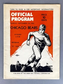 1933 Chicago Bears vs Green Bay Packers Program