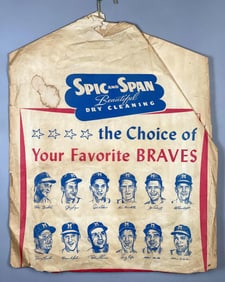 Rare 1953 - 54 Spic and Span Milwaukee Braves Dry Cleaners Bag with Players