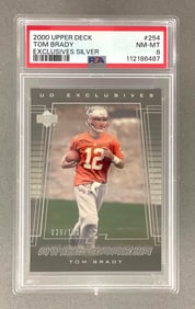 Rare 2000 Upper Deck Tom Brady Exclusives Silver #254 PSA 8, 26/100 Rookie