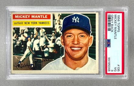 1956 Topps Mickey Mantle Grey Back #135 PSA 3
