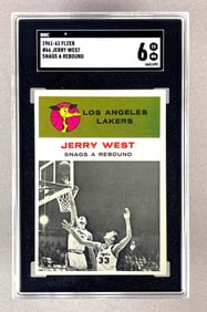 1961 - 62 Fleer Jerry West Snags A Rebound #66 SGC 6