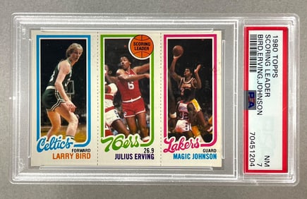1980 Topps Scoring Leader Bird, Erving, Johnson #139 PSA 7 Rookie