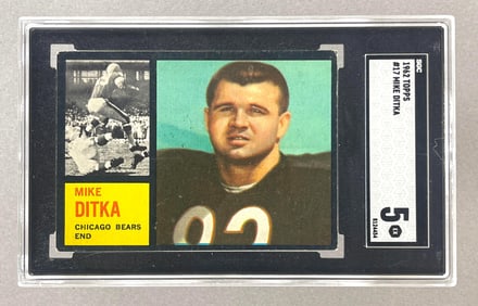 1962 Topps Mike Ditka #17 SGC 5 Rookie
