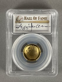 PCGS Graded 2014-W Baseball HOF First Strike Signed Reggie Jackson Signed Gold $5 Coin PR70DCAM