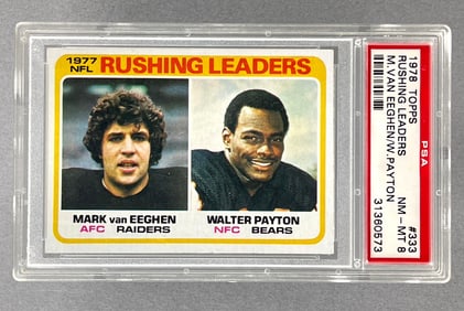 1978 Topps Rushing Leaders #333 PSA 8, Eeghen/ Payton