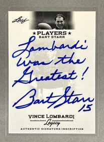 2011 Leaf Vince Lombardi Legacy Auto Inscription Bart Starr
