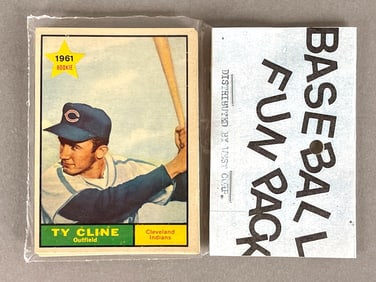 1961 Topps Baseball West Corps Cello Fun Pack with Ty Cline Showing