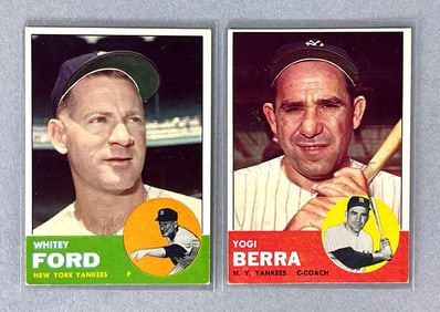 1963 Topps Whitey Ford #446 and Yogi Berra #340