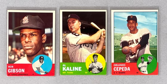 1965 Topps Bob Gibson, Al Kaline, and Orlando Cepeda