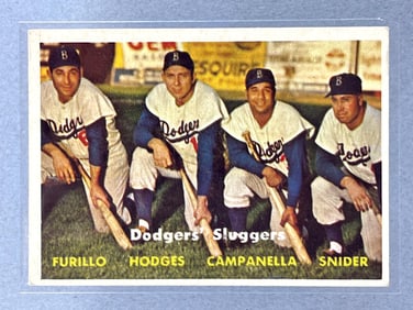 1957 Topps Dodgers Sluggers #400 Furillo, Hodges, Campanella, Snider