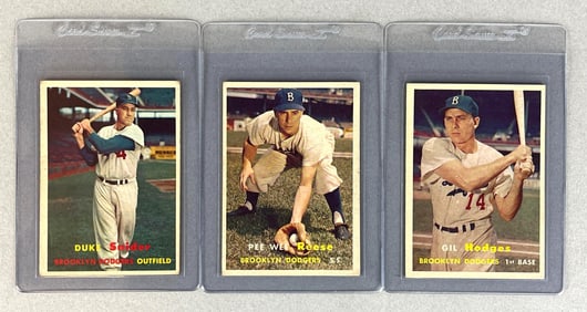 1957 Topps Brooklyn Dodgers HOFs - Reese, Snider, and Hodges