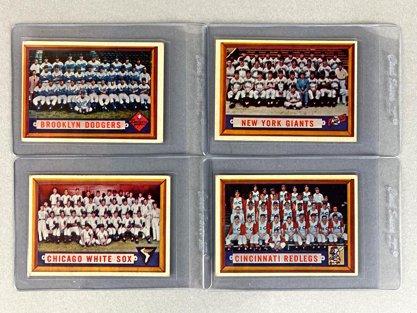 4 - 1957 Topps Baseball Scarce Series Team Cards - Dodgers, Giants, White Sox, and Red Legs (1 of 2)