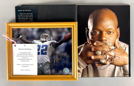 Emmitt Smith Signed 8x10 Photo and Book Emmitt Run with History