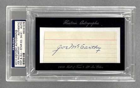 2010 Historic Autographs HOF and All-Star Joe McCarthy, 34/41 PSA Authentic
