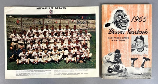 1954 Original Milwaukee Braves Team Photo + 1965 Braves Yearbook