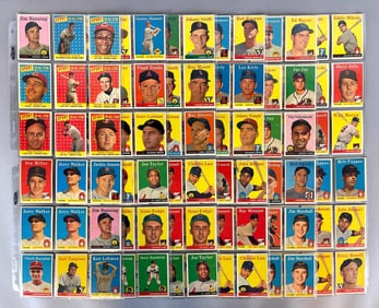 110+ 1958 Topps Baseball Cards with HOFs, Stars, and Rookies