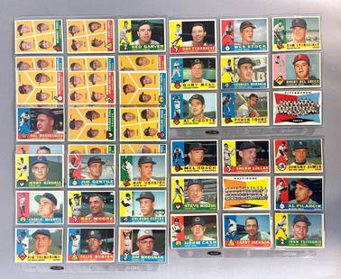 49 - 1960 Topps Baseball Cards with HOFs and Stars: Condition vary, VG - NM, Mainly Mid-grade, 6th Series cards, Orlando Cepeda, Coaches, Pirates Team card, and More