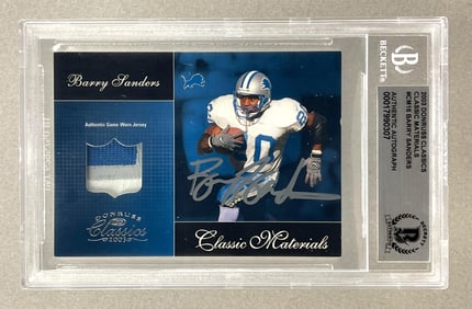 2003 Donruss Classic Materials Barry Sanders #CM16 BGS Authentic Auto, 77/200