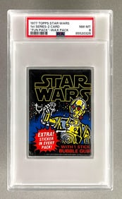 1977 Topps Star Wars 1st Series - 2 Card, Fun Pack Wax Pack PSA 8