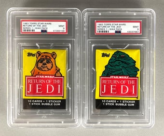 2 - 1983 Topps Star Wars Return of the Jedi Series 1 Wax Pack with Variation PSA 9s