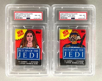 2 - 1983 Topps Star Wars Return of the Jedi Series 1 Wax Pack with Variation PSA 8s