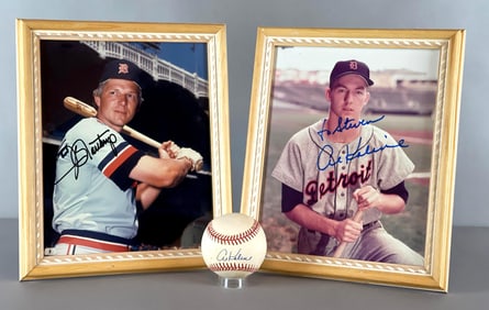Jim Northrup and Al Kaline Signed Photos and Kaline Signed Baseball