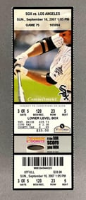 Jim Thome 500th Home Run Game Ticket, White Sox vs Angels September 16, 2007
