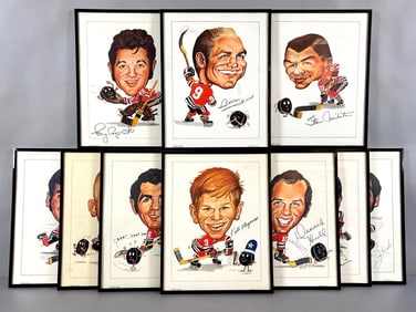 Set of 10 - 1971 Chicago Black Hawks Sporticatures Prints By Pelkowski