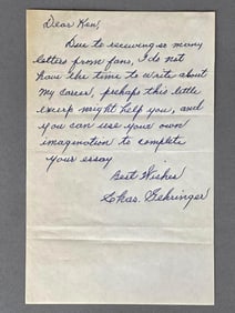 Charles Gehringer Handwritten Signed Letter