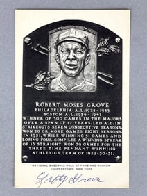 Lefty Grove Signed Hall of Fame Plaque Card with COA