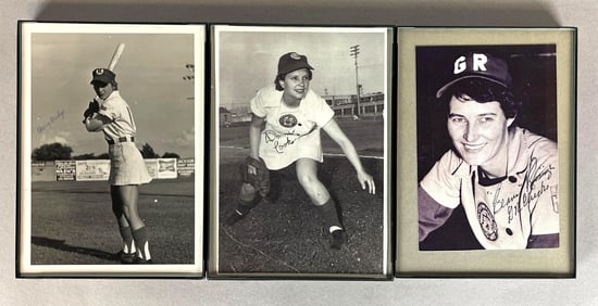 3 AAGPBL Signed Photos from The Ange Armato Collection