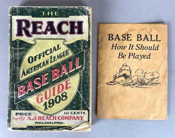 1908 Reach Base Ball Guide + Pamphlet Base Ball, How It Should Be Played