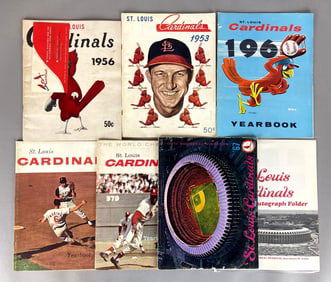 6 - 1953 - 67 St. Louis Cardinals Yearbooks, Ticket, and More
