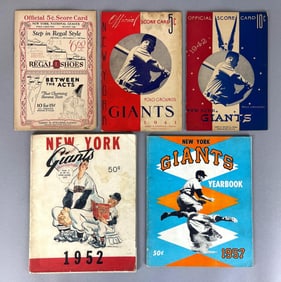 5 - 1926 - 57 New York Giants Scorecards and Yearbooks Including Willie Mays 1st