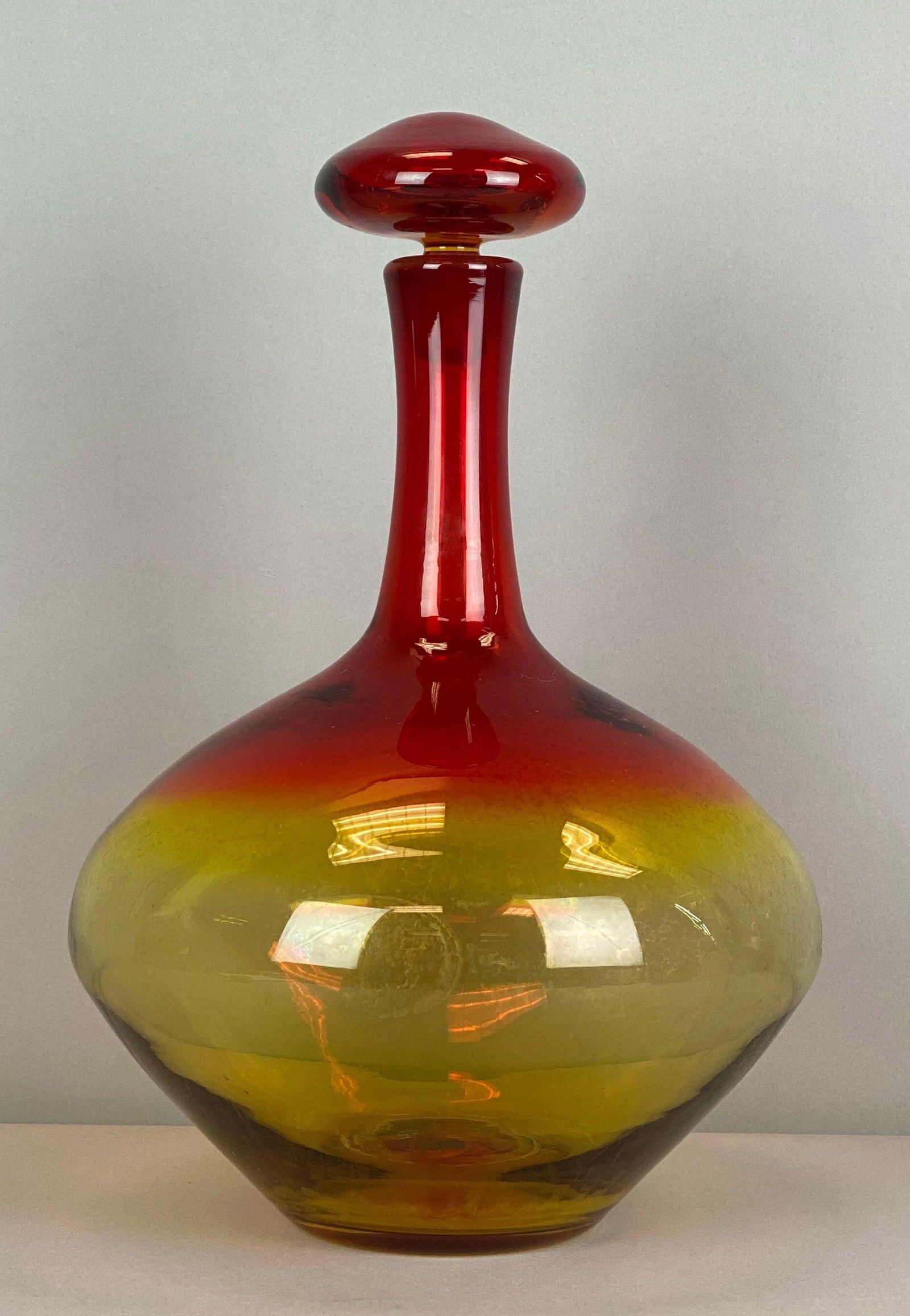 Blenko Style Amberina Glass Decanter