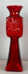 Sun Emblem Red Textured Glass Vase