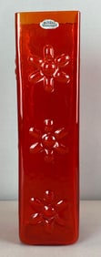 Blenko Floral Relief Red Glass Vase
