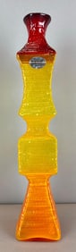2020 Blenko Red Yellow Textured Art Glass Vase