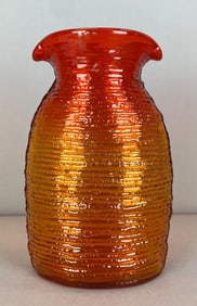 Blenko Orange Textured Art Glass Water Double Pitcher