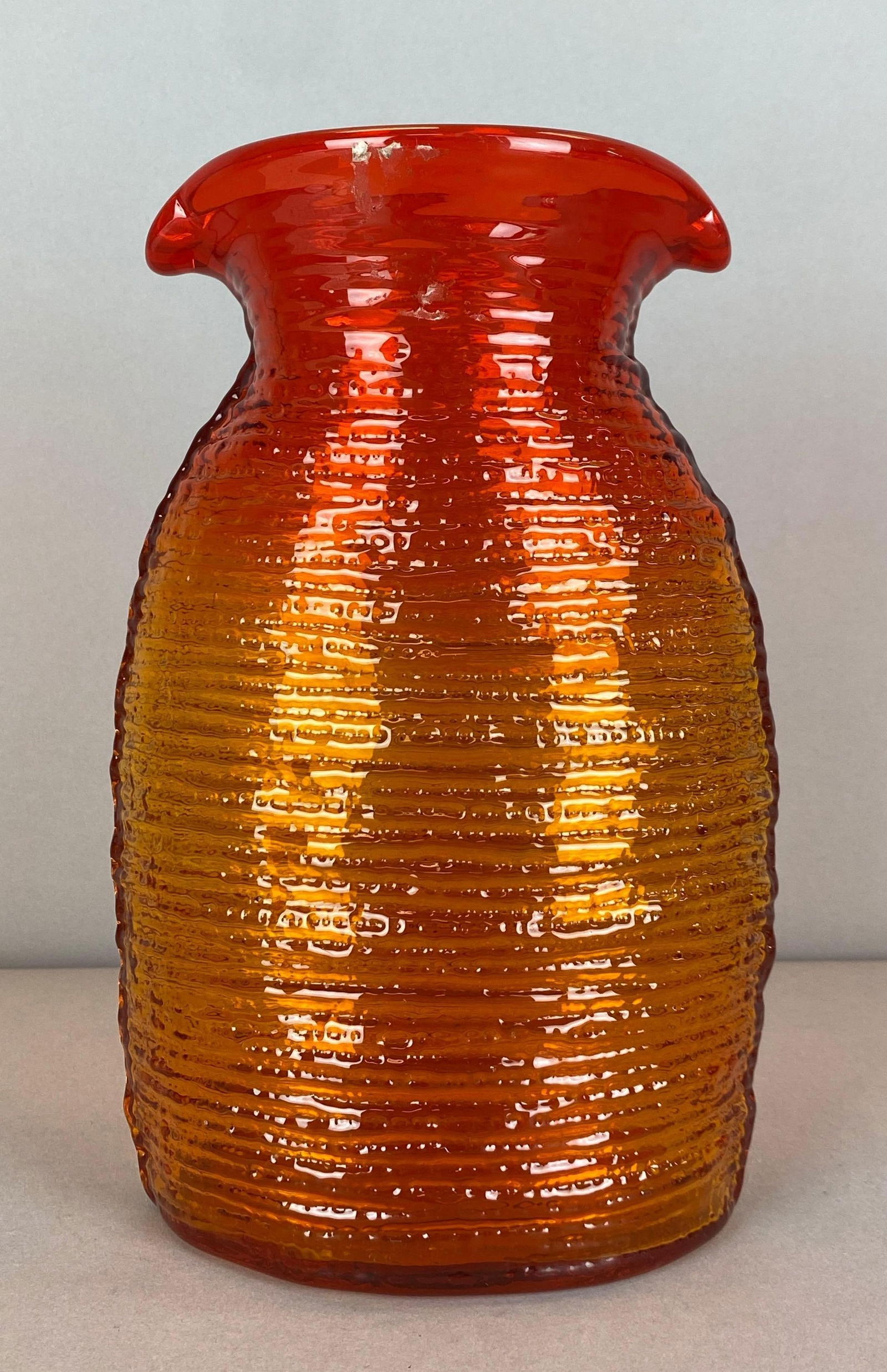 Blenko Orange Textured Art Glass Water Double Pitcher (1 of 5)